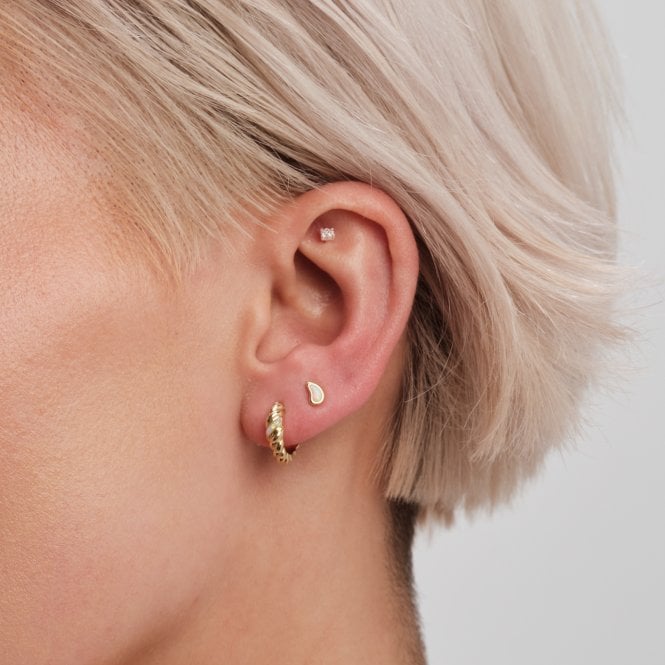 Jon Richard Inicio 14K Real Gold Plated Recycled Opal Hoop Earrings - Gift Pouch