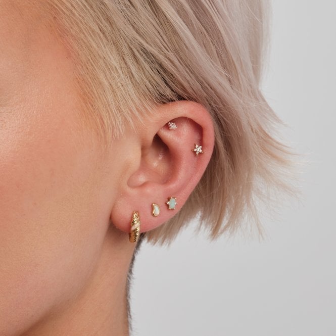 Jon Richard Inicio 14K Real Gold Plated Recycled Opal Hoop Earrings - Gift Pouch