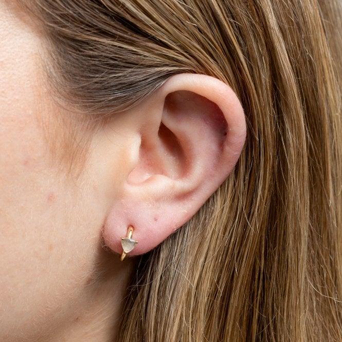 Jon Richard Inicio 14K Real Gold Plated Recycled Rose Quartz Hoop Earrings - Gift Pouch