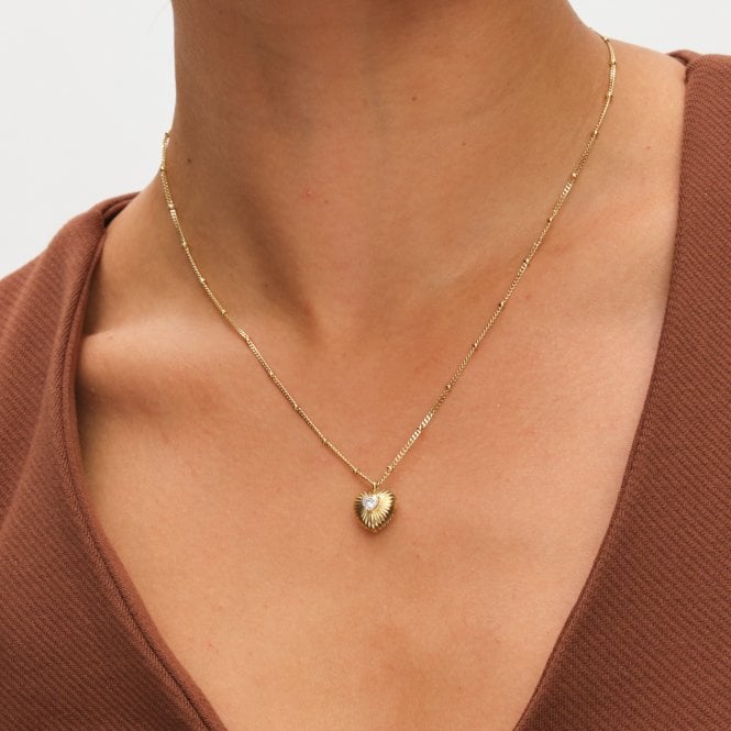 Jon Richard Inicio Gold Plated And Cubic Zirconia Ridged Heart Set - Gift Box