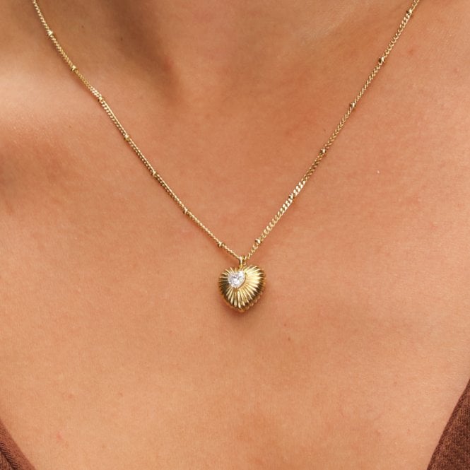 Jon Richard Inicio Gold Plated And Cubic Zirconia Ridged Heart Set - Gift Box