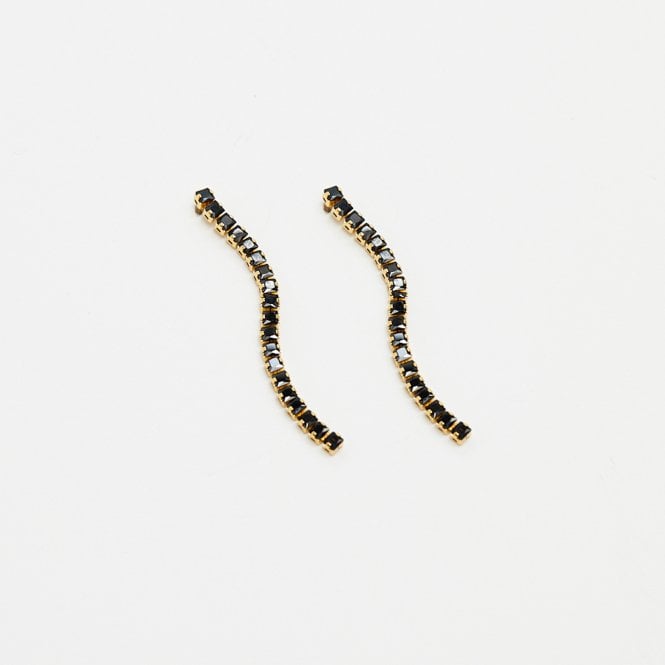 Jon Richard Inicio Gold Plated And Jet Plated Linear Drop Earrings - Gift Pouch