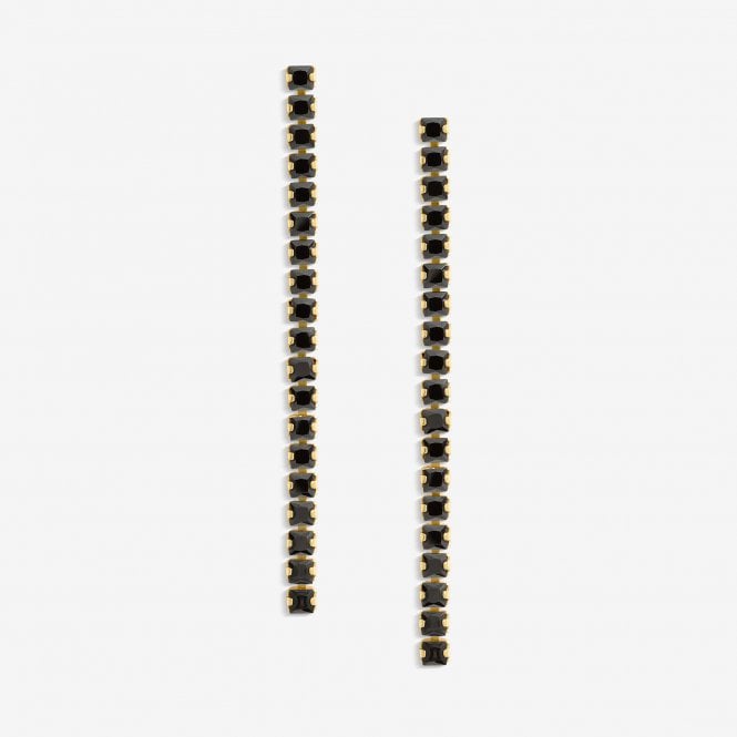 jon richard Inicio Gold Plated And Jet Plated Linear Drop Earrings - Gift Pouch