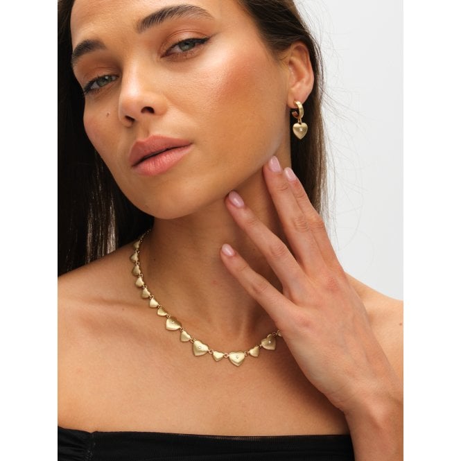 Jon Richard Inicio Gold Plated Brushed Heart And Crystal Allway Necklace - Gift Pouch