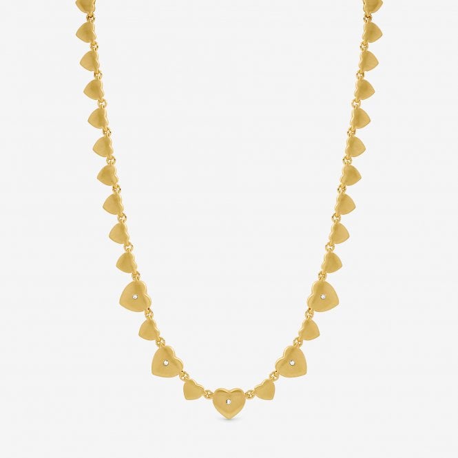 jon richard Inicio Gold Plated Brushed Heart and Crystal Allway Necklace - Gift Pouch