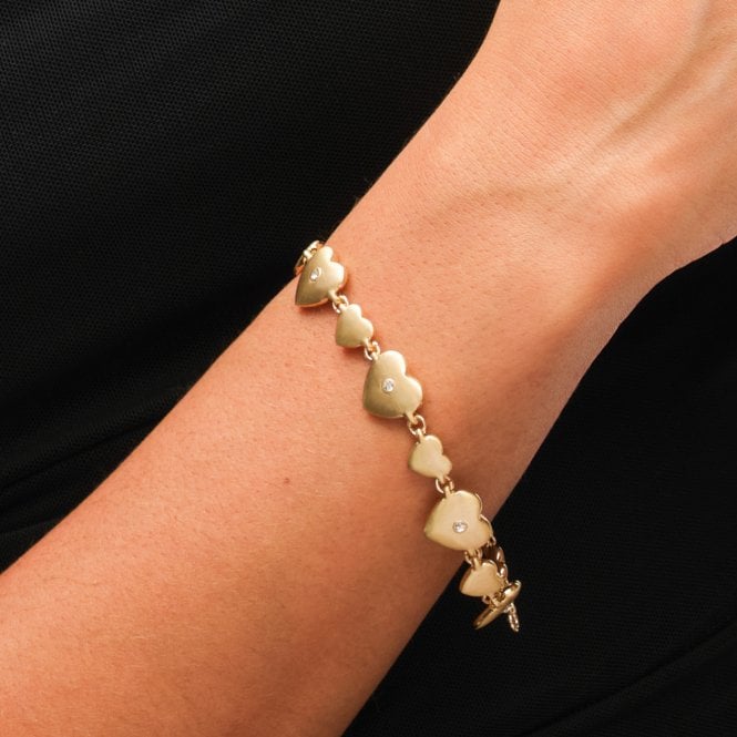 Jon Richard Inicio Gold Plated Brushed Heart And Crystal Bracelet - Gift Pouch