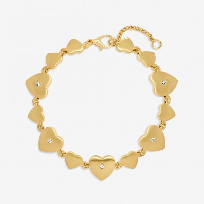 jon richard Inicio Gold Plated Brushed Heart and Crystal Bracelet - Gift Pouch