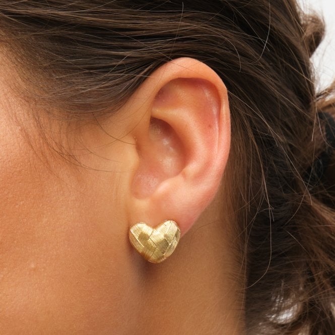 Jon Richard Inicio Gold Plated Brushed Heart Studs - Gift Pouch