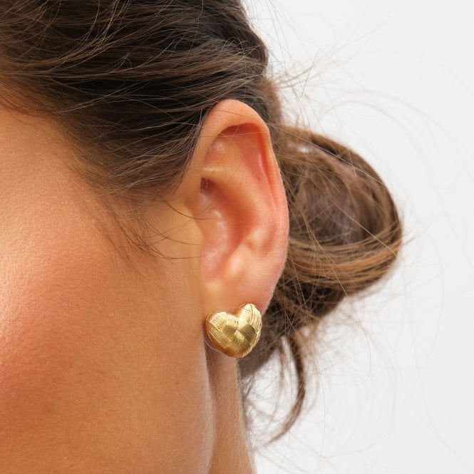 Jon Richard Inicio Gold Plated Brushed Heart Studs - Gift Pouch