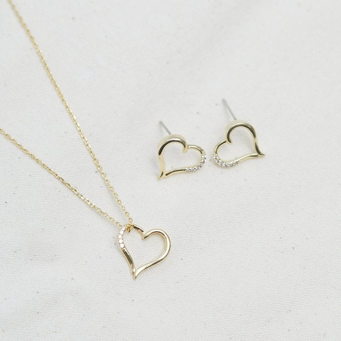 Jon Richard Inicio Gold Plated Cubic Zirconia Heart Box Set - Gift Box