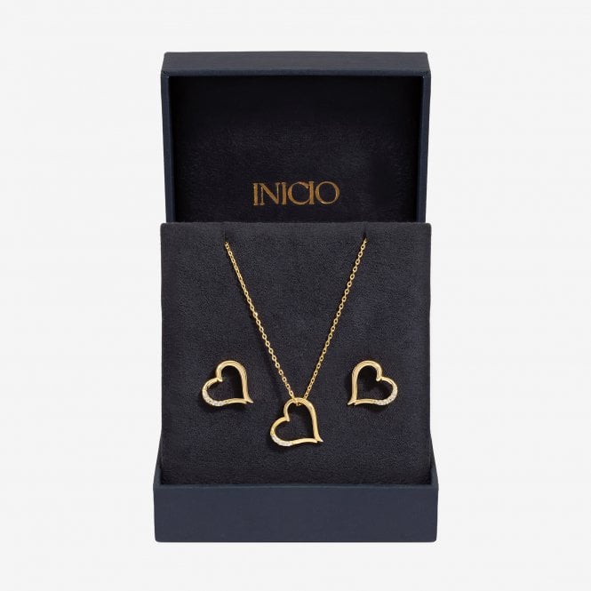 jon richard Inicio Gold Plated Cubic Zirconia Heart Box Set - Gift Box