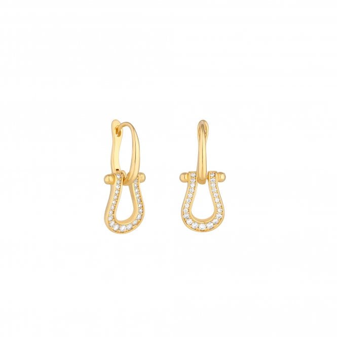 Jon Richard Inicio Gold Plated Cubic Zirconia Snaffle Earrings - Gift Pouch