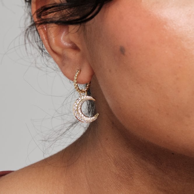 Jon Richard Inicio Gold Plated Enamel Moon Earrings - Gift Pouch