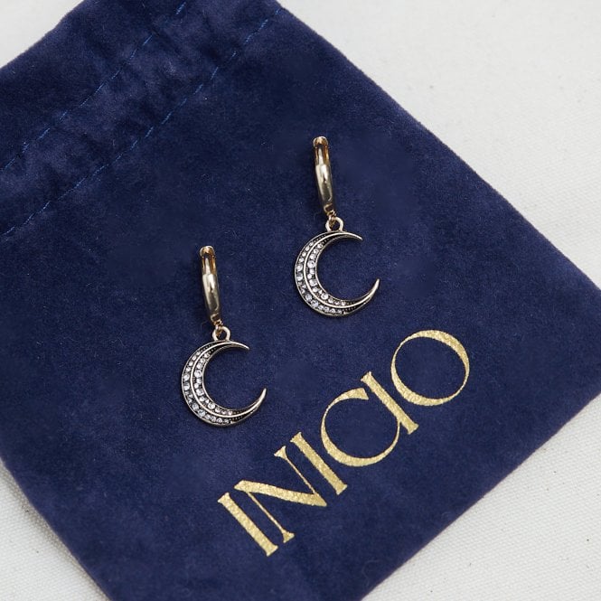 Jon Richard Inicio Gold Plated Enamel Moon Earrings - Gift Pouch