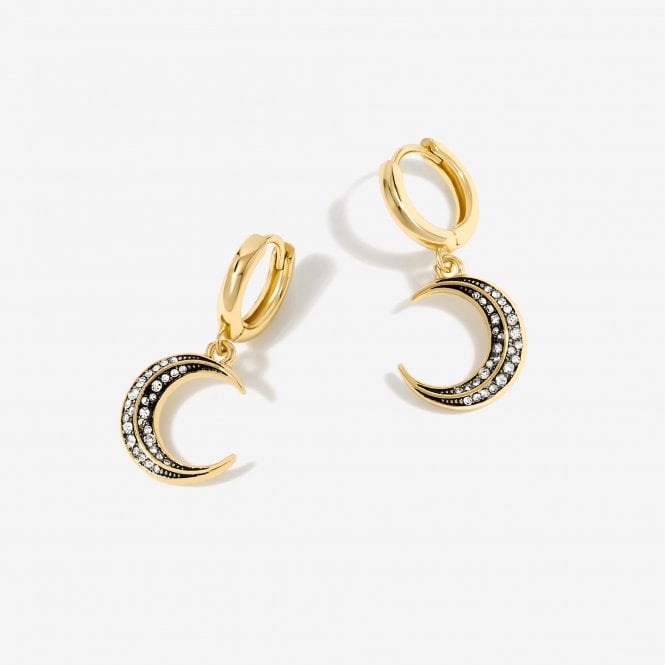 jon richard Inicio Gold Plated Enamel Moon Earrings - Gift Pouch