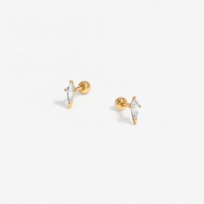 jon richard Inicio Gold Plated Mini Crystal Diamond Shape Stud Earrings - Gift Pouch