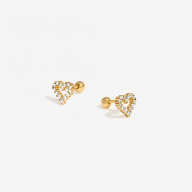 jon richard Inicio Gold Plated Mini Crystal Open Heart Stud Earring - Gift Pouch
