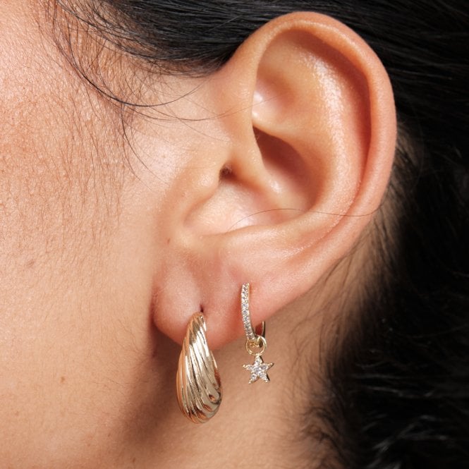 Jon Richard Inicio Gold Plated Textured Hoop Earrings - Gift Pouch