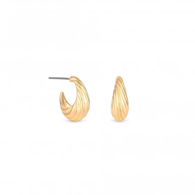 Jon Richard Inicio Gold Plated Textured Hoop Earrings - Gift Pouch