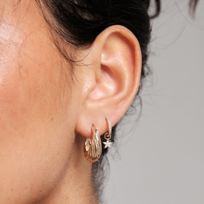 Jon Richard Inicio Gold Plated Textured Hoop Earrings - Gift Pouch