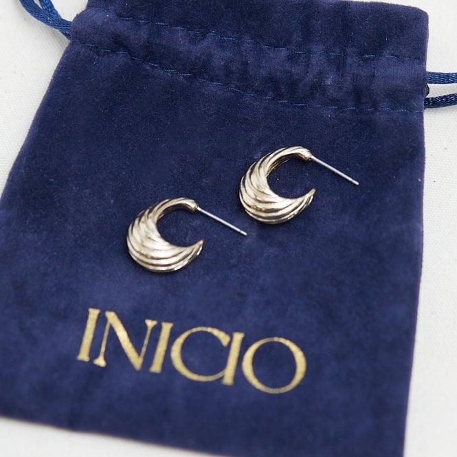 jon richard Inicio Gold Plated Textured Hoop Earrings - Gift Pouch