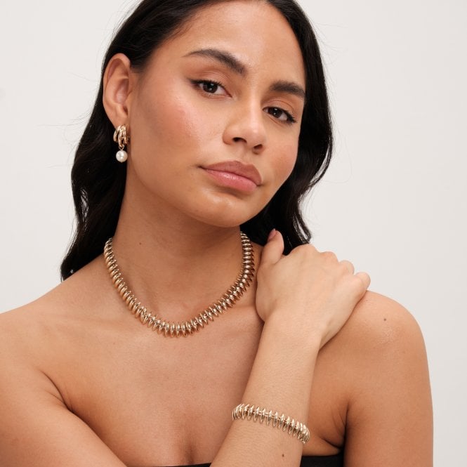 Jon Richard Inicio Gold Plated Tripple Row And Pearl Hoop Earrings - Gift Pouch