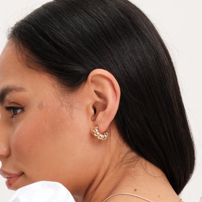 Jon Richard Inicio Gold Plated Twisted Polished Hoops - Gift Pouch