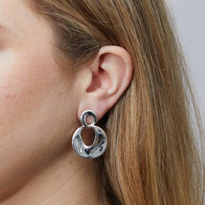 Jon Richard Inicio Recycled Sterling Silver Plated Molten Earrings - Gift Pouch