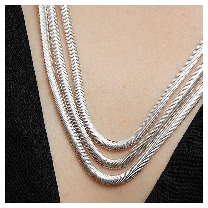 Jon Richard Inicio Recycled Sterling Silver Plated Multi Row Snake Chain Necklace - Gift Pouch