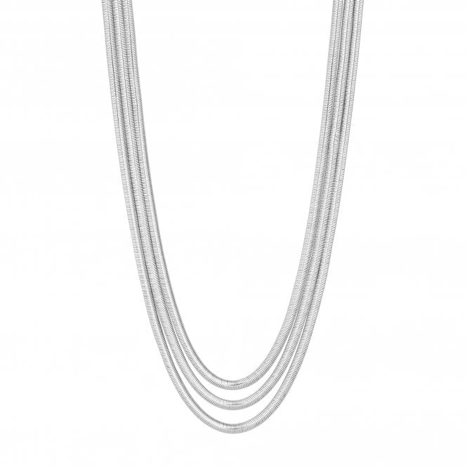 jon richard Inicio Recycled Sterling Silver Plated Multi Row Snake Chain Necklace - Gift Pouch