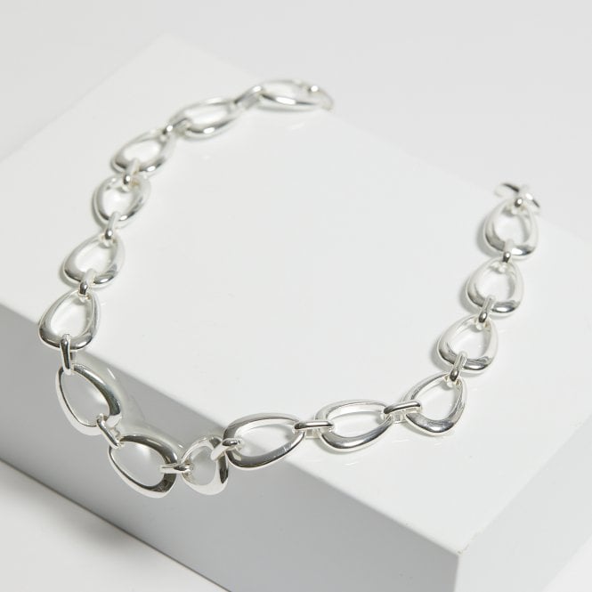 Jon Richard Inicio Recycled Sterling Silver Plated Open Linked Necklace - Gift Pouch