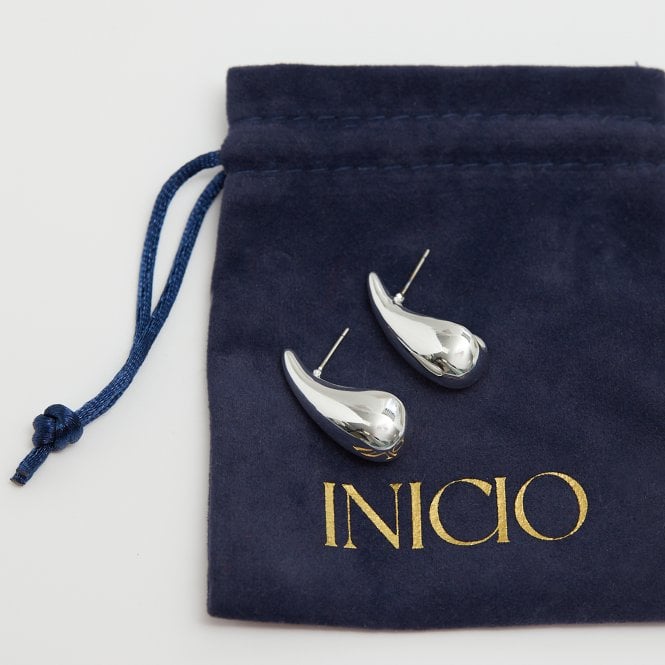 Jon Richard Inicio Recycled Sterling Silver Plated Teardrop Earrings - Gift Pouch