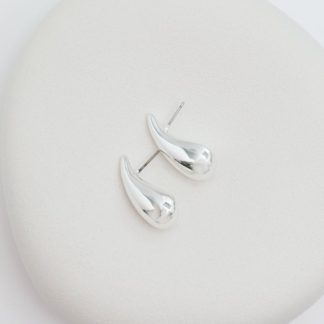 Jon Richard Inicio Recycled Sterling Silver Plated Teardrop Earrings - Gift Pouch