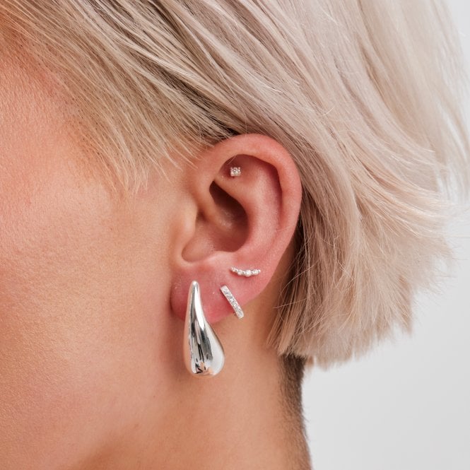 jon richard Inicio Recycled Sterling Silver Plated Teardrop Earrings - Gift Pouch