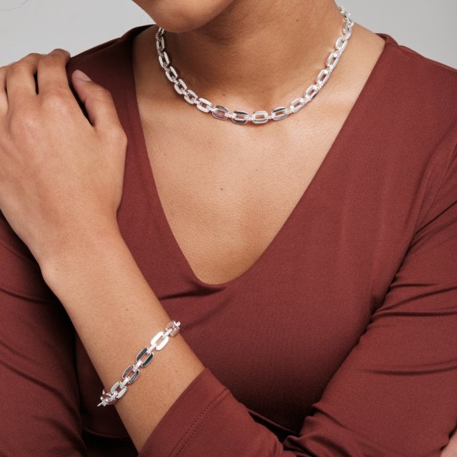 Jon Richard Inicio Silver Plated Cubic Zirconia Chain Necklace - Gift Pouch