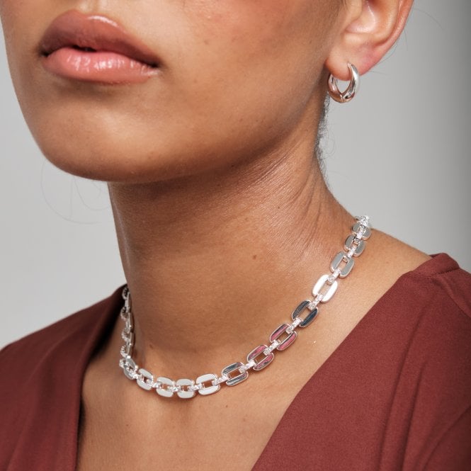 jon richard Inicio Silver Plated Cubic Zirconia Chain Necklace - Gift Pouch