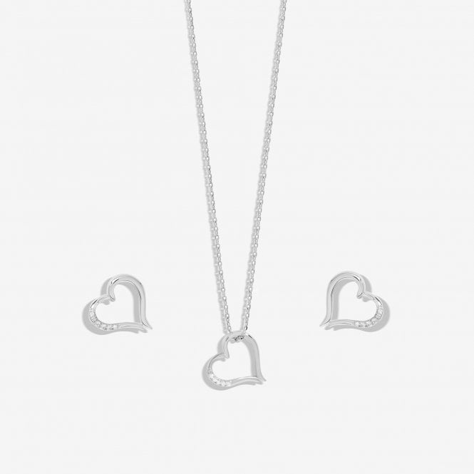 Jon Richard Inicio Silver Plated Heart Pendant Set - Gift Box