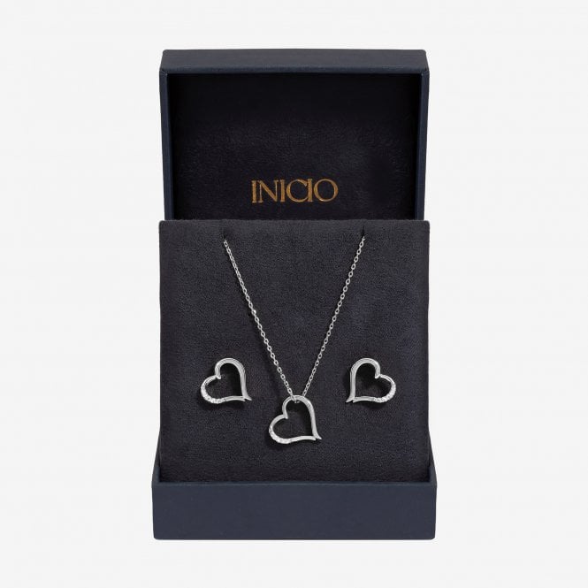jon richard Inicio Silver Plated Heart Pendant Set - Gift Box