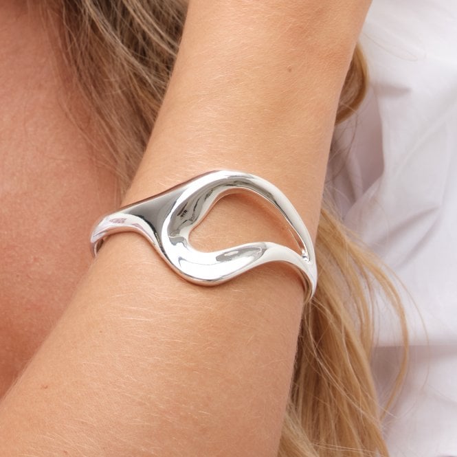 Jon Richard Inicio Silver Plated Molten Open Cuff - Gift Pouch