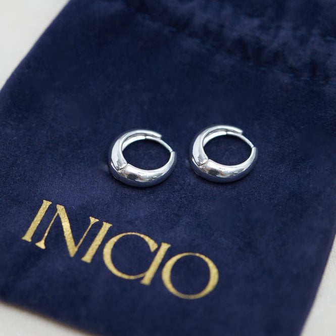 Jon Richard Inicio Silver Plated Polished Hoop Earrings - Gift Pouch