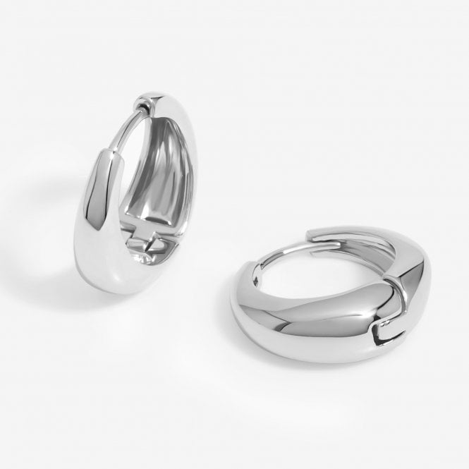 jon richard Inicio Silver Plated Polished Hoop Earrings - Gift Pouch