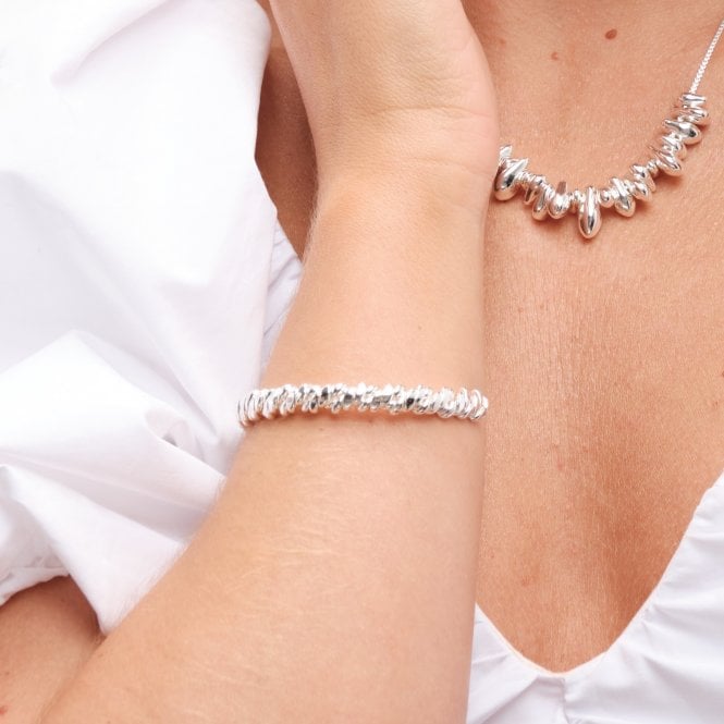 Jon Richard Inicio Silver Plated Polished Nugget Cuff - Gift Pouch