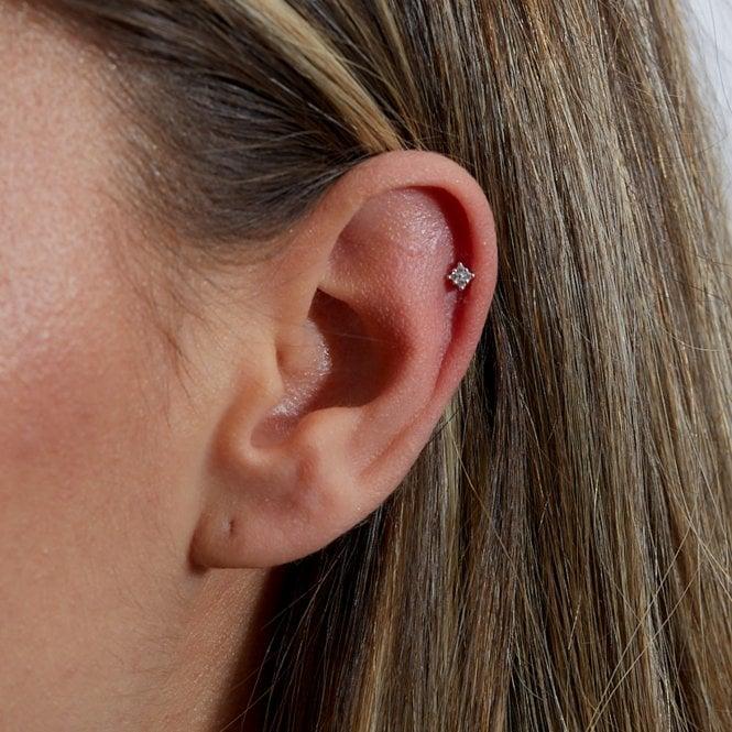 Jon Richard Inicio Silver Plated Recycled Cubic Zirconia Multi Stone Mini Barbell Stud Earrings - Gift Pouch