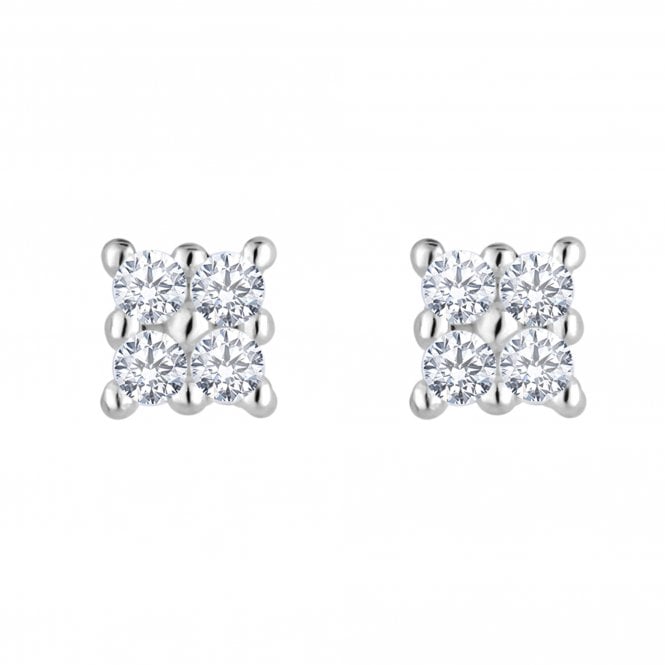 jon richard Inicio Silver Plated Recycled Cubic Zirconia Multi Stone Mini Barbell Stud Earrings - Gift Pouch
