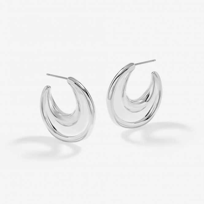 jon richard Inicio Silver Plated Statement Molten Polished Hoops - Gift Pouch