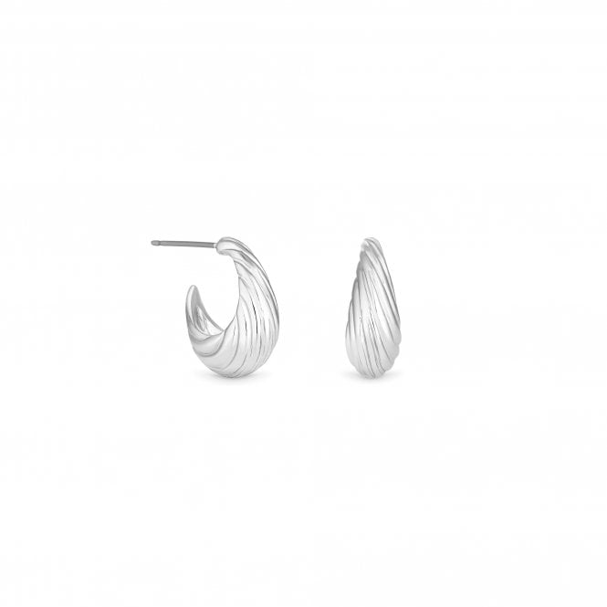 Jon Richard Inicio Silver Plated Textured Hoop Earrings - Gift Pouch
