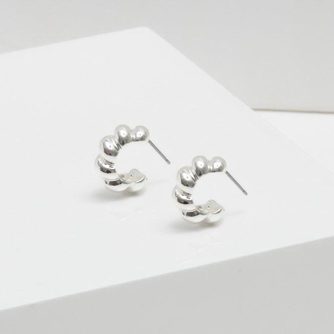 Jon Richard Inicio Silver Plated Twisted Polished Hoops - Gift Pouch