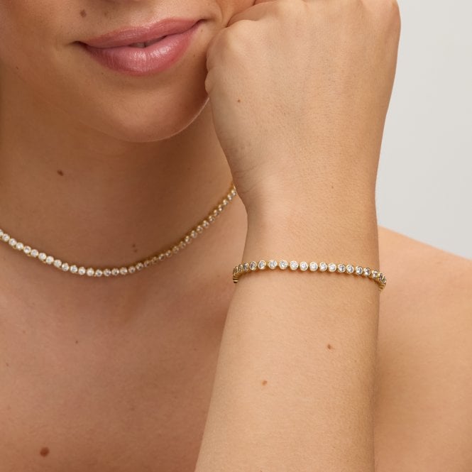 Jon Richard Jon Richard 14ct Gold Plated And Crystal Cubic Zirconia Tennis Necklace - Gift Box