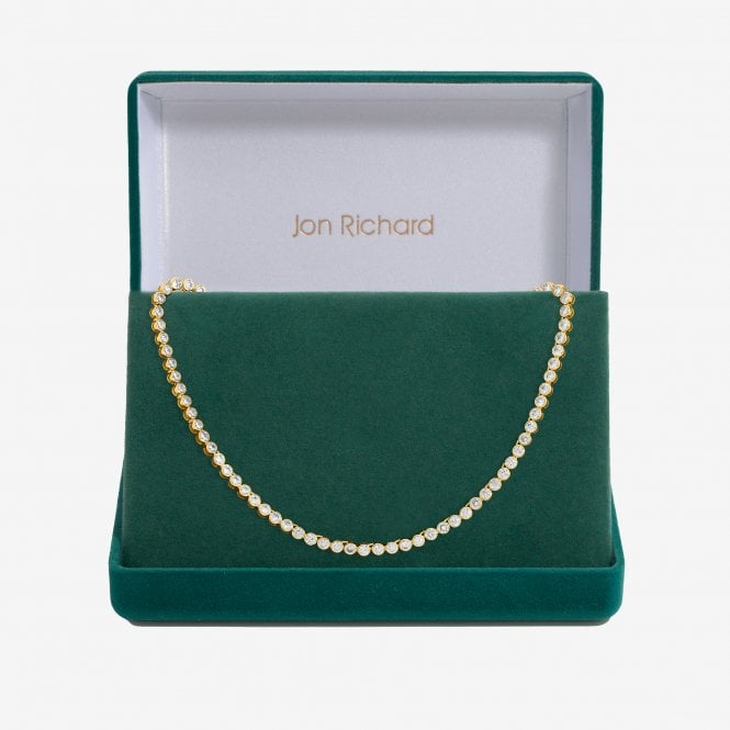 jon richard Jon Richard 14ct Gold Plated and Crystal Cubic Zirconia Tennis Necklace - Gift Box