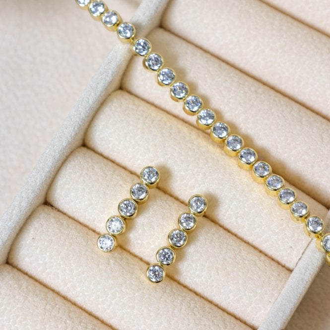 Jon Richard Jon Richard 14ct Gold Plated And Crystal Cubic Zirconia Tennis Earrings - Gift Box